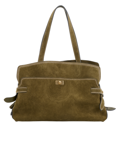 Wilson Tote, &pound;550, Handbags, Green, Suede, Front view